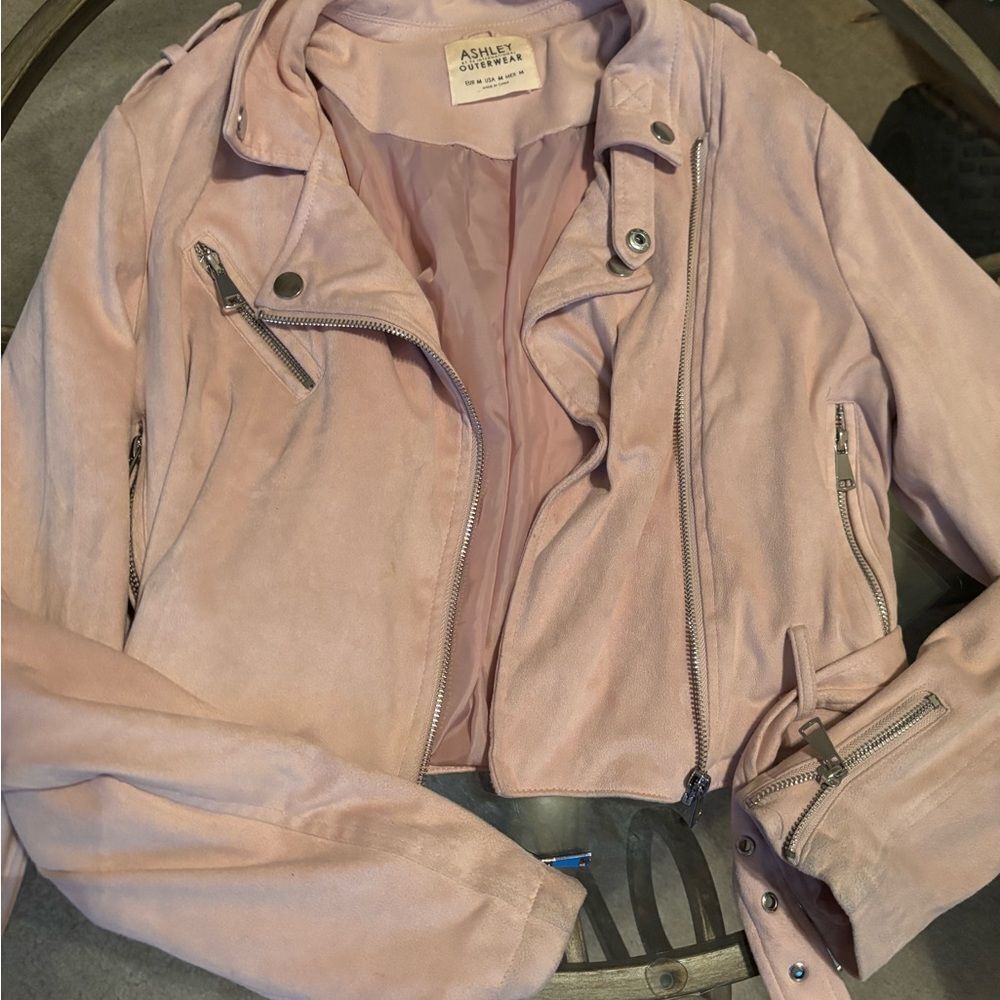 Ashley By 26 International Pink Leather Moto Jacket